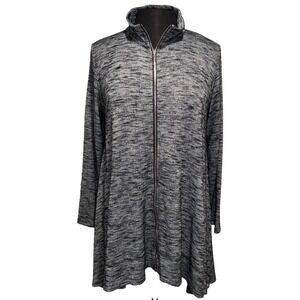 SUN KIM Minna Sweater Dress Oversized Full Zip Heathered Black Grey Size Small